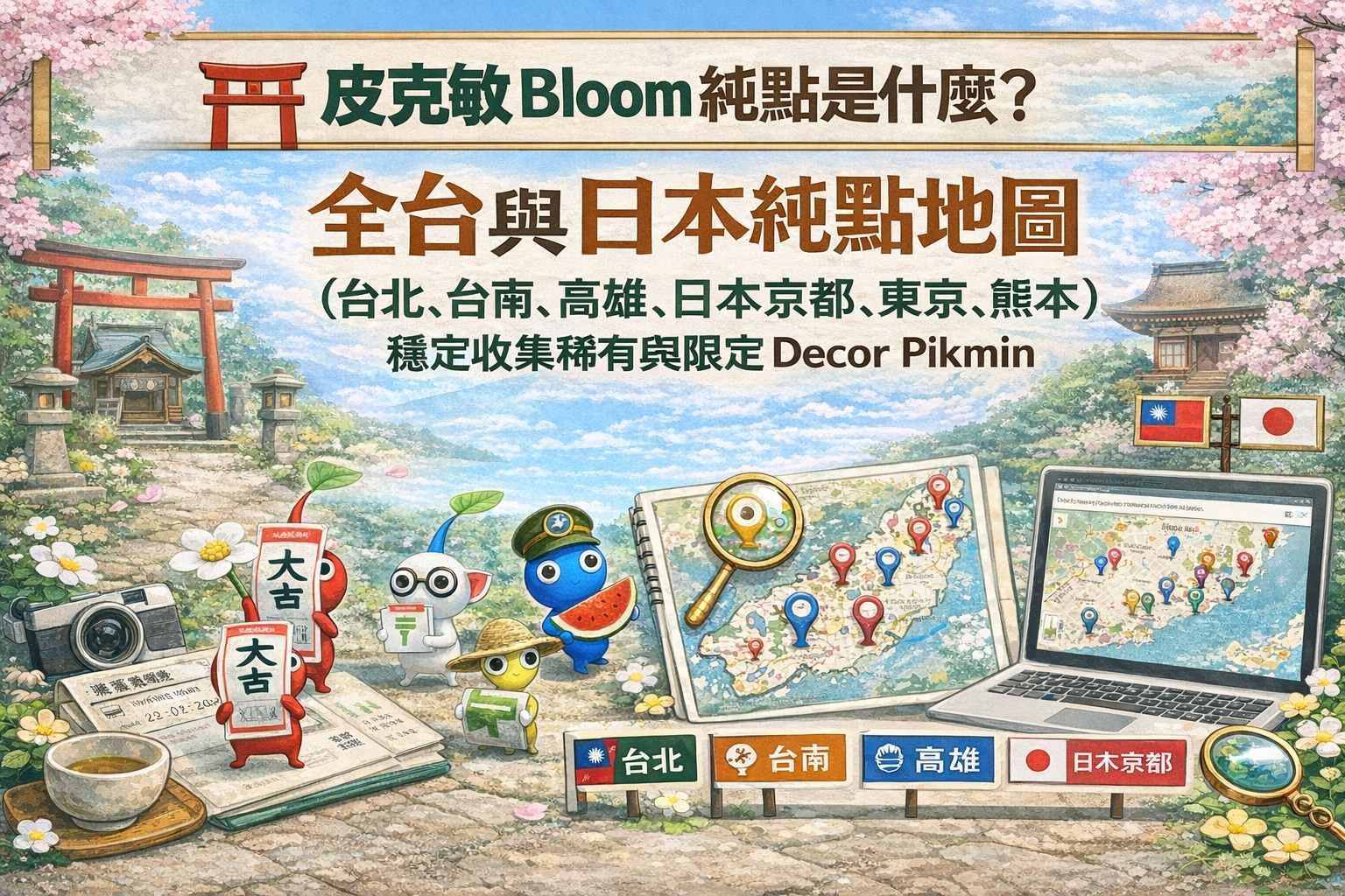 皮克敏 Bloom純點是什麼?全台與日本純點地圖(台北、台南、高雄、日本東京、京都、熊本)穩定收集稀有與限定 Decor Pikmin - 編織日和