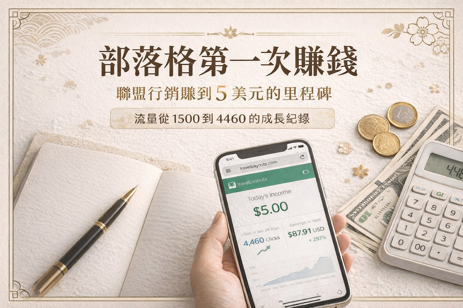 部落格第一次賺錢：聯盟行銷賺到 5 美元的里程碑
