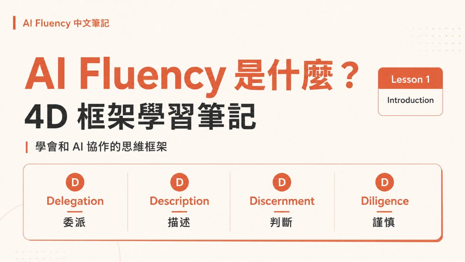 AI Fluency Framework Lesson 1|什麼是 AI 流暢力?4D 框架學習筆記與課程核心術語全解析