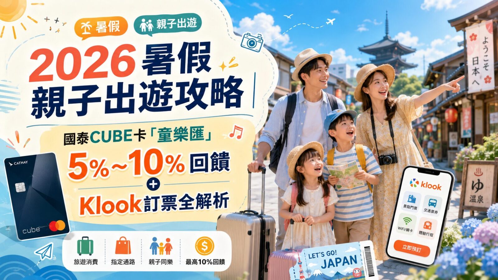 2026暑假親子出遊攻略｜國泰CUBE卡「童樂匯」5%～10%回饋＋Klook訂票全解析