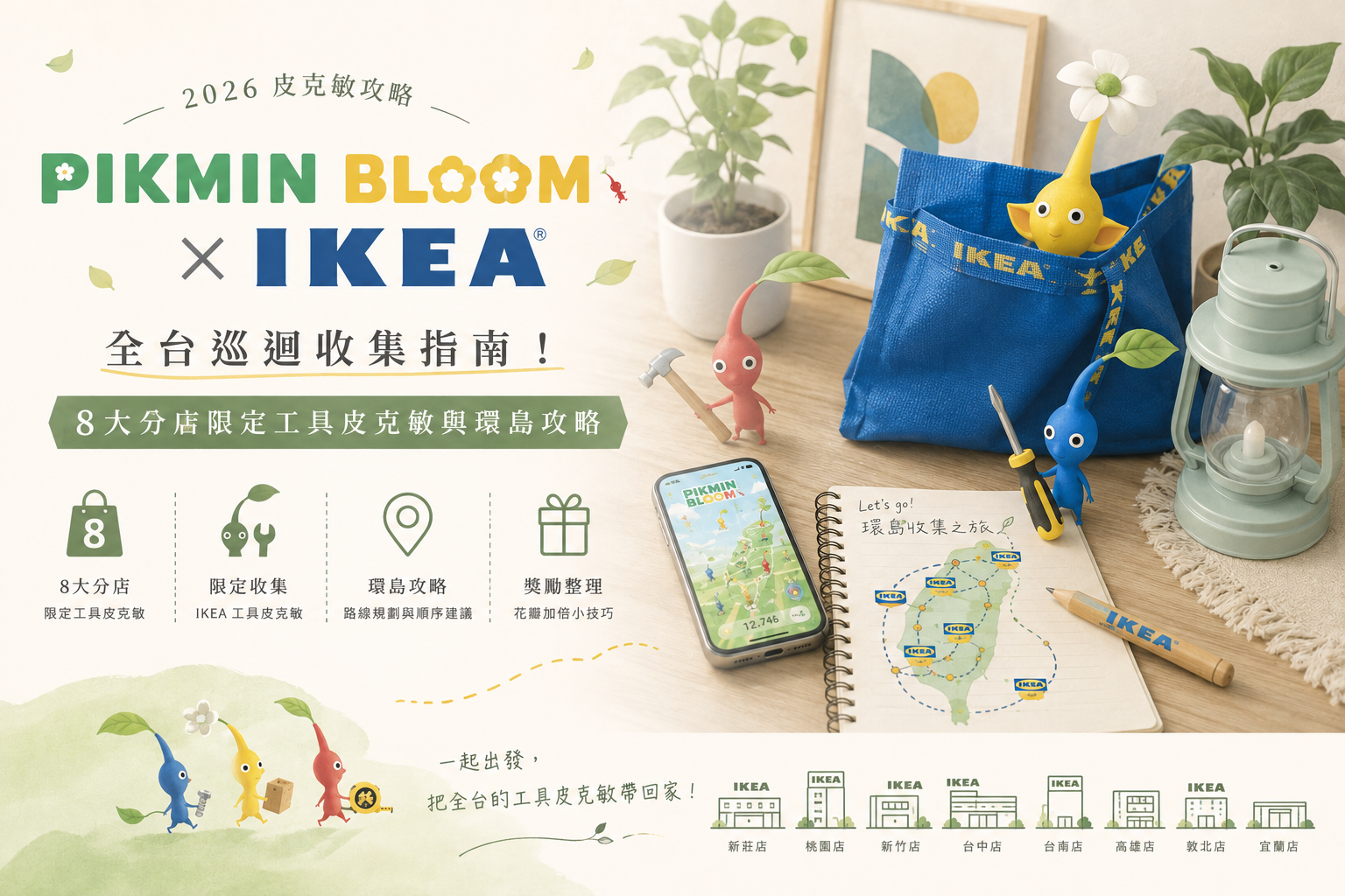 【2026皮克敏攻略】Pikmin Bloom x IKEA 全台巡迴收集指南！8大分店限定工具皮克敏與環島攻略