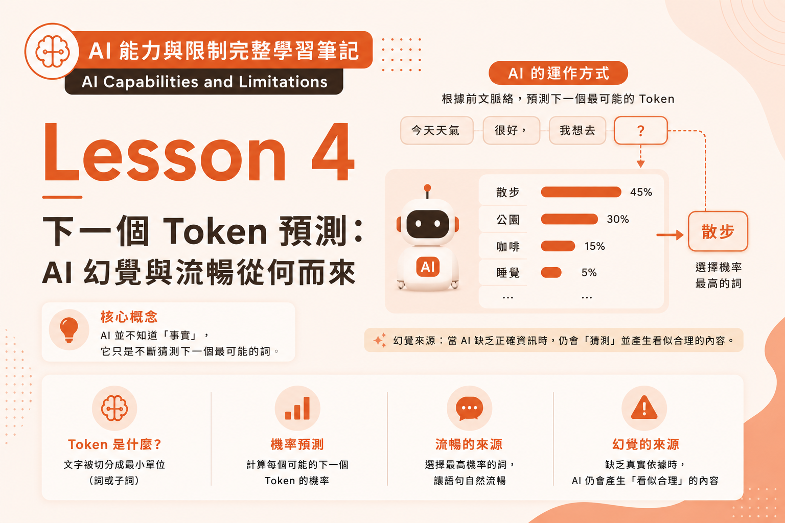 AI Capabilities Lesson 4｜下一個 Token 預測：AI 幻覺與流暢從何而來