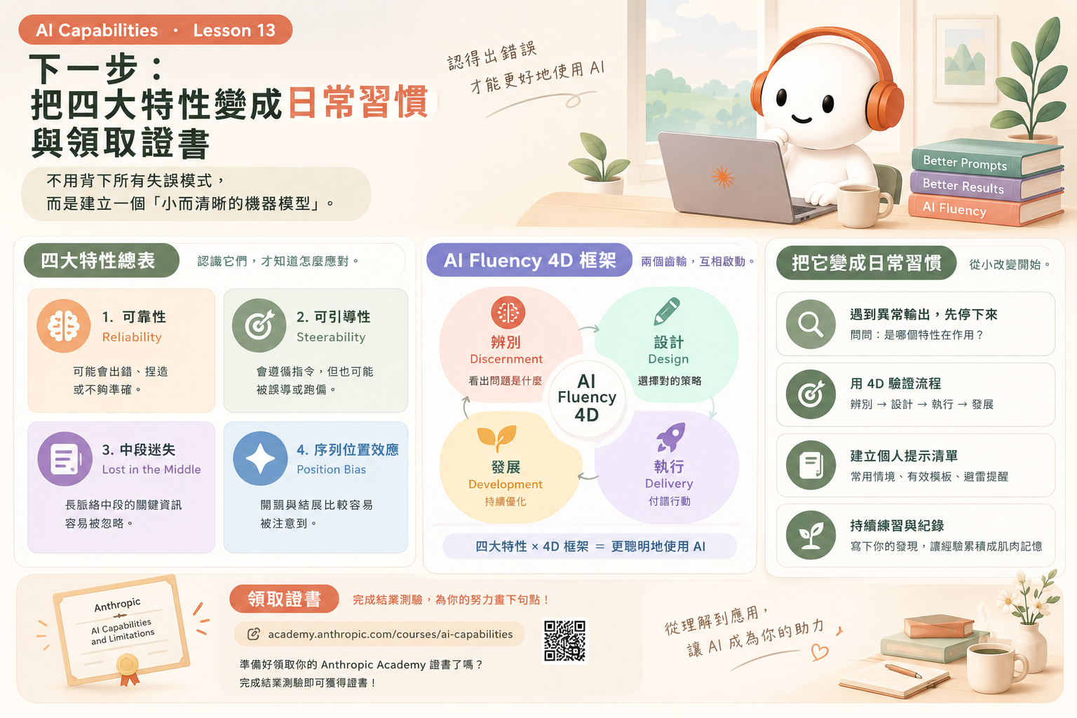 AI Capabilities Lesson 13｜下一步：把四大特性變成日常習慣與領取證書